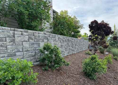 Retaining Wall and shrubs
