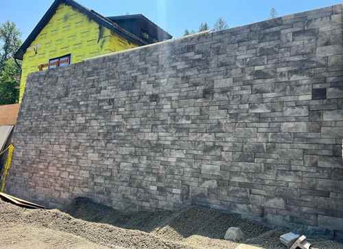 Grey retaining wall